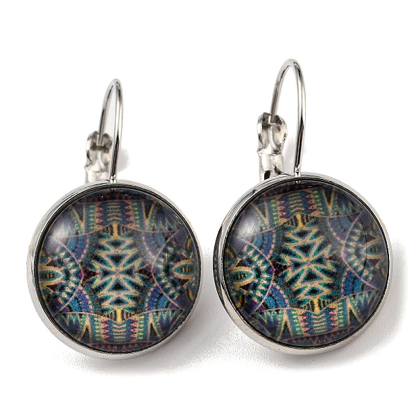 

PandaHall Flat Round Glass Leverback Earrings with Brass Earring Pins, Cornflower Blue, 29mm Glass Flat Round