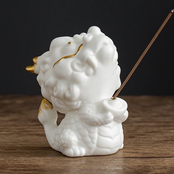 

PandaHall Porcelain Incense Burners, Incense Holders, Home Office Teahouse Zen Buddhist Supplies, Cat & Pi Xiu & Dragon, Dragon..., White