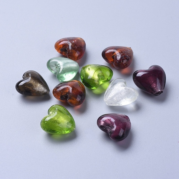 

PandaHall Handmade Silver Foil Glass Beads, for Mother's Day Gift Making, Heart, Mixed Color, 20x20x13~14mm, Hole: 1~2mm Silver Foil Heart..., Multicolor