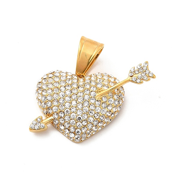

PandaHall 304 Stainless Steel Pendants, with Crystal Rhinestone, Heart and Arrow Charms, Golden, 21x37x7mm, Hole: 10x7mm Stainless..., Clear