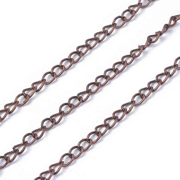 

PandaHall Iron Twisted Chains Curb Chains, Unwelded, Red Copper Color, with Spool, Link:about 2mm wide, 3.5mm long, 0.5mm thick, about...