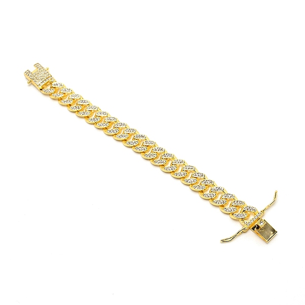 

PandaHall Zinc Alloy Cuban Link Chain Bracelets, with Crystal Rhinestones, Golden, 7-3/4 inch(19.8cm) Alloy