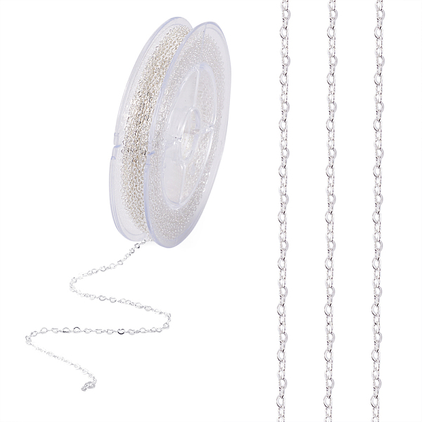 

PandaHall Soldered Brass Heart Chains, with Spool, Silver Color Plated, 1.8x2.4x0.4mm, about 39.37 Feet(12m)/roll Brass