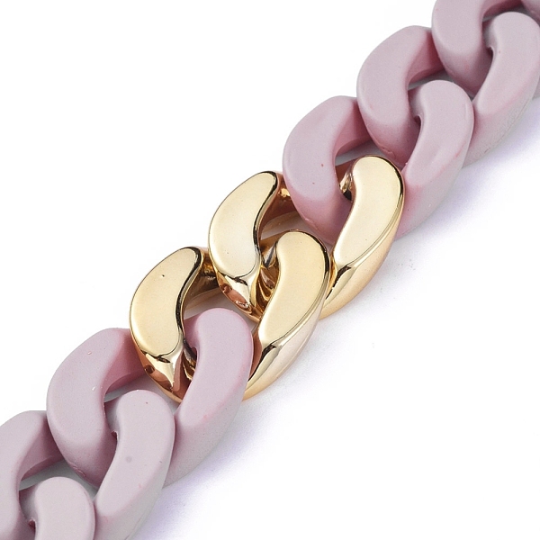 

PandaHall Handmade Curb Chains, Cuban Link Chains, with Opaque Spray Painted Acrylic and CCB Plastic Linking Rings, for Jewelry Making, Old..., Purple
