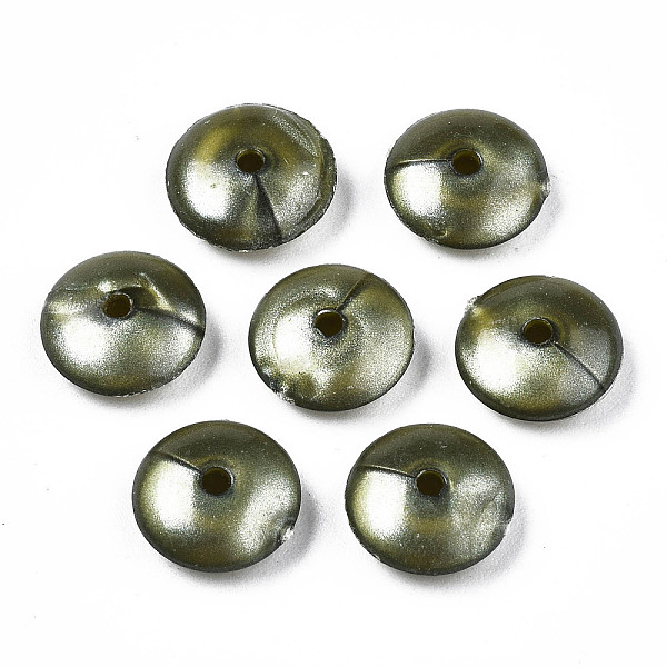 

PandaHall Opaque Acrylic Beads, Flat Round, Dark Olive Green, 10x4mm, Hole: 1.5mm, about 2300pcs/500g Acrylic Flat Round