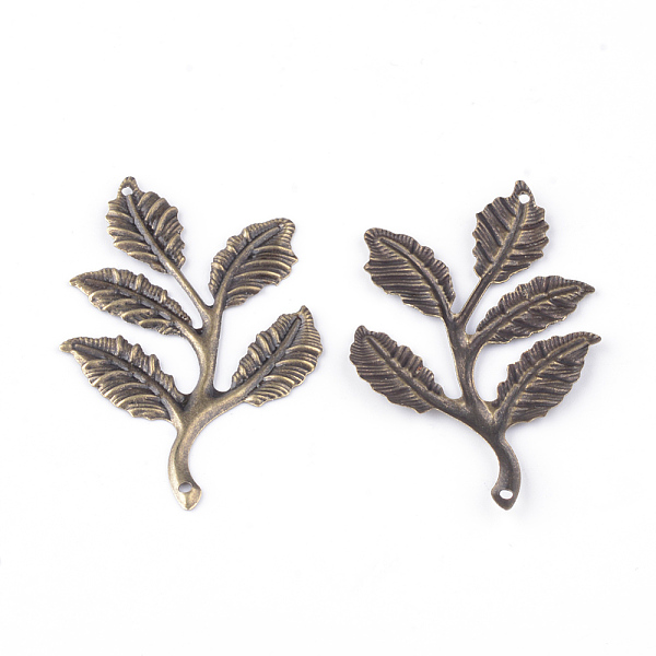 

PandaHall Iron Links, Etched Metal Embellishments, Leafy Branch and Leaves, Antique Bronze, 50.5x31.5x1mm, Hole: 1mm Iron Others