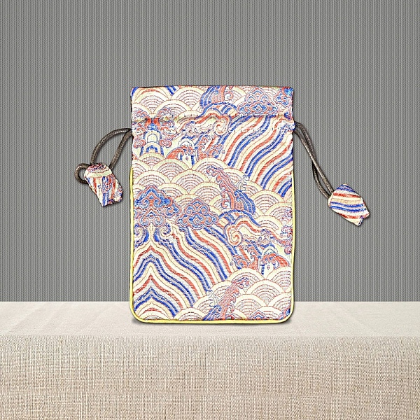 

PandaHall Chinese Style Brocade Drawstring Gift Blessing Bags, Landscape Print Jewelry Storage Pouches for Wedding Party Candy Packaging..., Purple