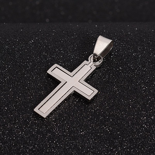 

PandaHall 201 Stainless Steel Cross Split Pendants, Stainless Steel Color, 33.5x19x1.5mm, Hole: 4x9mm 201 Stainless Steel Cross