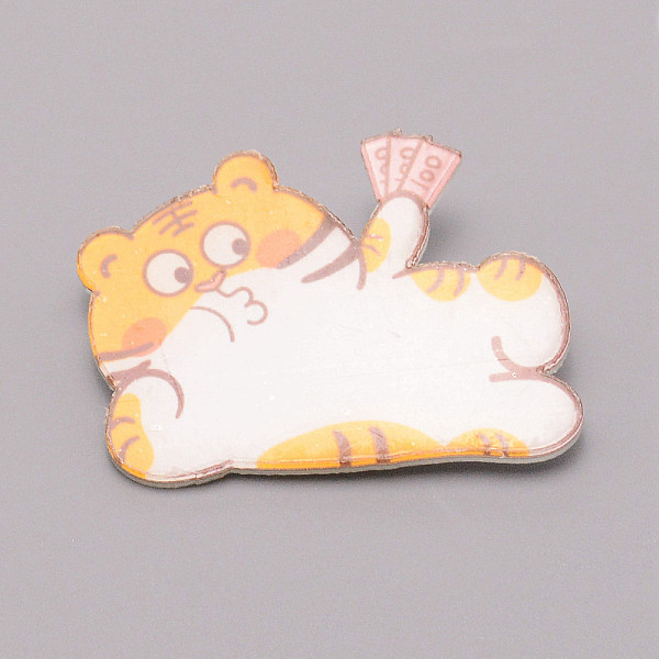 

PandaHall Tiger with Money Chinese Zodiac Acrylic Brooch, Lapel Pin for Chinese Tiger New Year Gift, White, Orange, 31x43x7mm Acrylic 12...