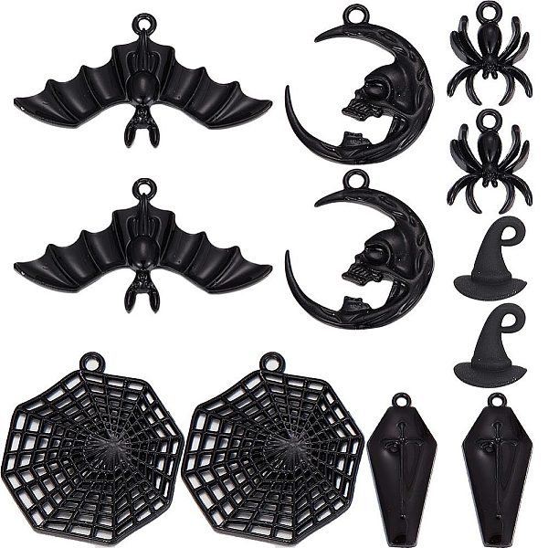 

PandaHall SUNNYCLUE 36Pcs 6 Style Halloween Theme Alloy Enamel Pendants, Black, 12~39x9~41.5x2~10.5mm, Hole: 1.2~1.8mm, about 6pcs/style...