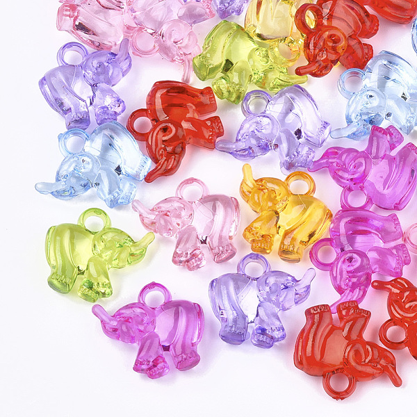 

PandaHall Transparent Acrylic Pendants, Elephant, Mixed Color, 17x20x7.5mm, Hole: 3mm, about 550pcs/500g Acrylic Elephant Multicolor
