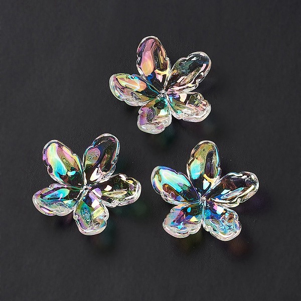 

PandaHall Transparent Acrylic Bead Caps, AB Color, 5-Petal Flower, Clear AB, 36.5x37.5x9.5mm, Hole: 1.6mm Acrylic White