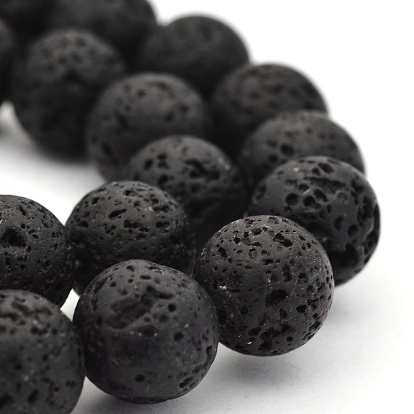 

PandaHall Dyed Lava Rock Round Beads Strands, Black, 12mm, Hole: about 2.5~3mm, about 33pcs/strand, 15.3 inch Lava Rock Round Black