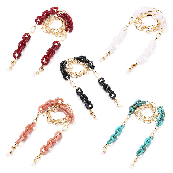 

PandaHall Eyeglasses Chains, Neck Strap for Eyeglasses, with Aluminium & Acrylic Paperclip Chains, 304 Stainless Steel Lobster Claw Clasps..., Multicolor