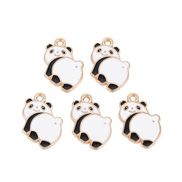 

PandaHall Alloy Enamel Pendants, Cadmium Free & Lead Free, Light Gold, Panda, White, 21.5x14.5x1.5mm, Hole: 1.6mm Alloy+Enamel Panda White