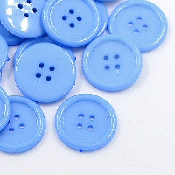 PandaHall Acrylic Sewing Buttons, Plastic Shirt Buttons for Costume Design, 4-Hole, Dyed, Flat Round, Cornflower Blue, 12x2mm, Hole: 1mm...