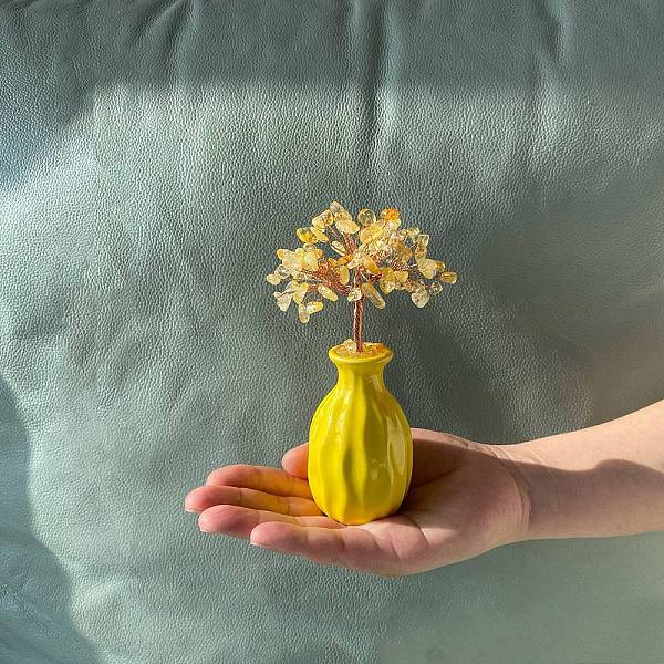 

PandaHall Natural Citrine Chips Tree Decorations, Ceramic Vases Base Copper Wire Feng Shui Energy Stone Gift for Home Desktop Decoration...
