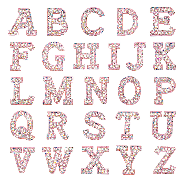 PandaHall 26 Pcs A-Z Letter Pearl Rhinestone Patches, Iron On Patch with Glitter Alphabet Rhinestone Pearl Sew On Patch Applique for DIY...