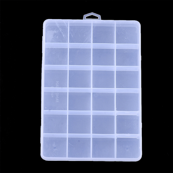 

PandaHall Plastic Bead Storage Containers, 24 Compartments, Rectangle, Clear, 19x13x2.2cm, Hole: 6x16.5mm, Compartment: 30x30mm Plastic...