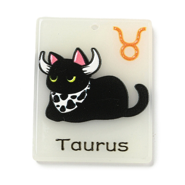 

PandaHall Acrylic Pendants, Constellation Cat, Taurus, 34x27x2.5mm, Hole: 2mm Acrylic Taurus Black