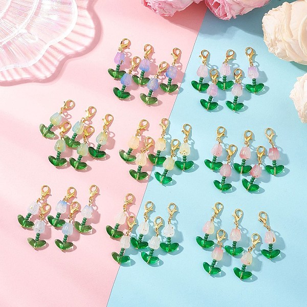 40Pcs Tulip Acrylic Pendant Decorations-image-HJEW-JM04689-02-en