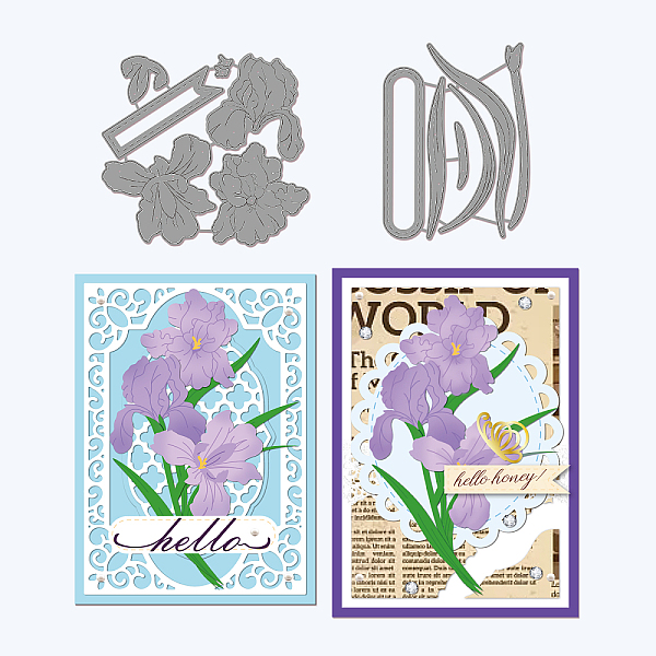 

PandaHall GLOBLELAND 2Set 12Pcs Iris Flowers Cutting Dies Metal Leaves Die Cuts Embossing Stencils Template for Paper Card Making Decoration...