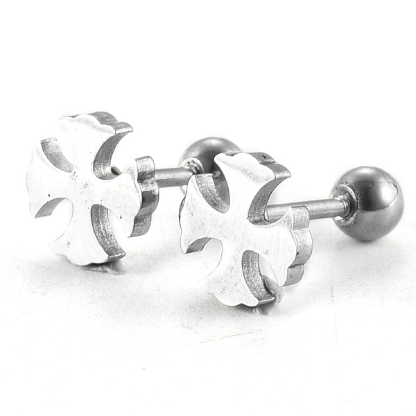 

PandaHall 201 Stainless Steel Barbell Cartilage Earrings, Screw Back Earrings, with 304 Stainless Steel Pins, Cross, Stainless Steel Color...