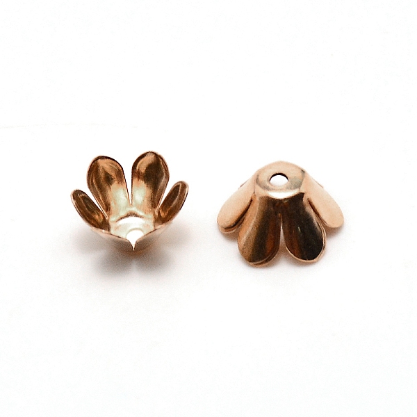 

PandaHall 6-Petal Iron Bead Caps, Flower, Light Gold, 10x6.2mm, Hole: 1.6mm, inner diameter: 10mm, about 50pcs/bag Iron