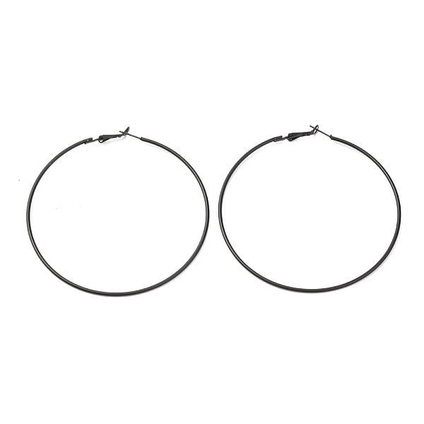 

PandaHall Baking Paint 201 Stainless Steel Hoop Earrings, Ring, Black, 79mm, Pin: 0.5mm 201 Stainless Steel Ring Black