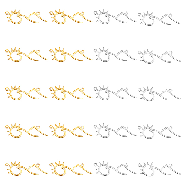 

PandaHall UNICRAFTALE 20pcs 2 Colors Mountain with Sun Links Charm Stainless Steel Mountain Charms Dangle Pendants Hypoallergenic Hollow...