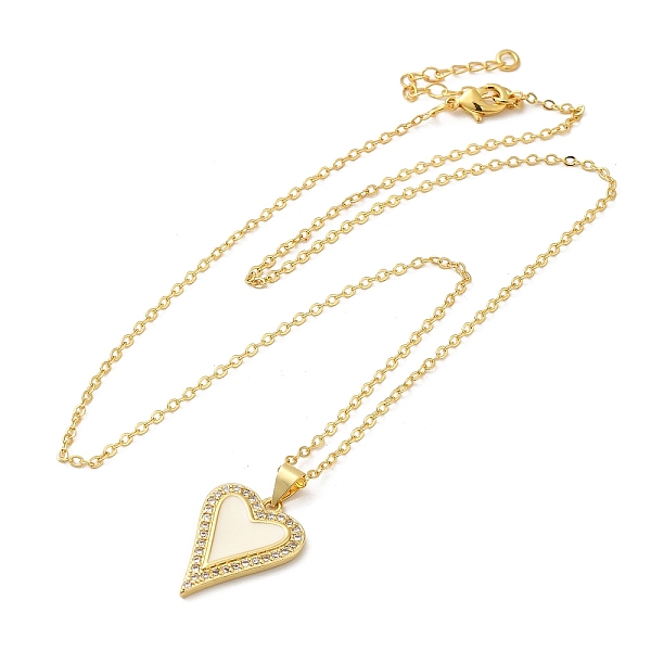 

PandaHall Brass Enamel with Rhinestone Pendant Necklace, Heart, Golden, 17.72 inch(45cm) Rhinestone Heart