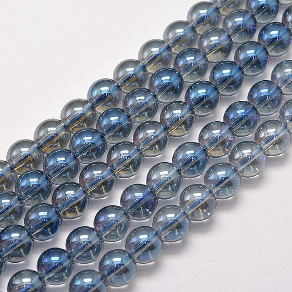 

PandaHall Electroplated Synthetic Quartz Bead Strands, Round, Full Rainbow Plated, Steel Blue, 3mm, Hole: 1mm, about 135pcs/strand, 15.7...