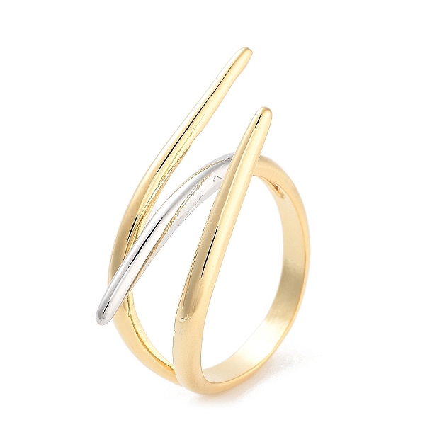 

PandaHall Brass Open Cuff Ring for Women, Real 18K Gold Plated & Platinum, US Size 12 3/4(22mm) Brass
