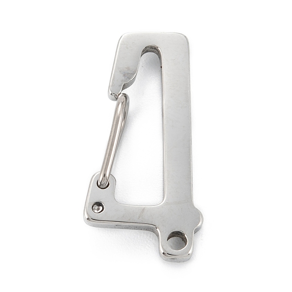 PandaHall 304 Stainless Steel Keychain Clasp Findings, Stainless Steel Color, Num.4, 23x11.5x5mm 304 Stainless Steel Number