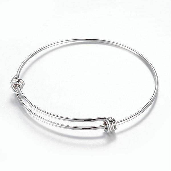 

PandaHall Adjustable 304 Stainless Steel Expandable Bangle Making, Stainless Steel Color, 2-3/8 inch(61mm) Stainless Steel