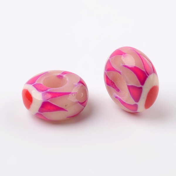 

PandaHall Handmade Polymer Clay Enamel European Beads, Large Hole Rondelle Beads, Deep Pink, 14x7.5mm, Hole: 5.5mm Polymer Clay Rondelle...