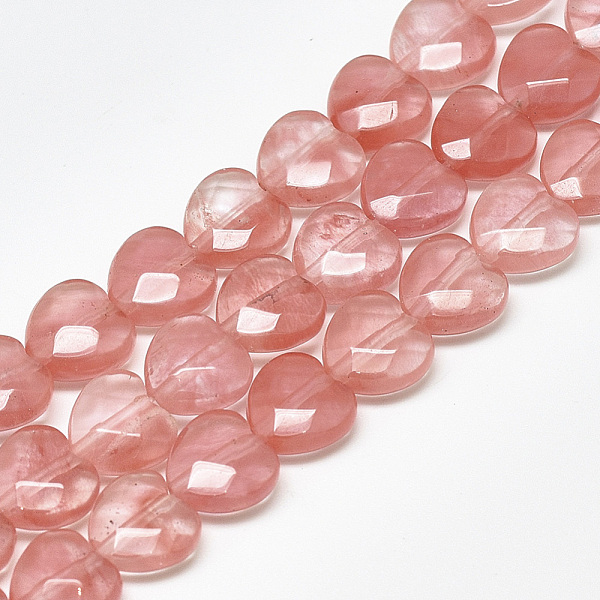 

PandaHall Cherry Quartz Glass Beads Strands, Faceted, Heart, 10x10x5mm, Hole: 1.2mm, about 20pcs/strand, 7.4 inch Cherry Quartz Glass Heart