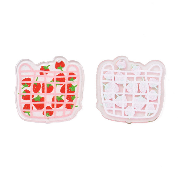 

PandaHall Transparent Printed Acrylic Pendants, with Glitter Powder, Rectangle with Strawberry, Red, 37x35.5x2mm, Hole: 2mm Acrylic...