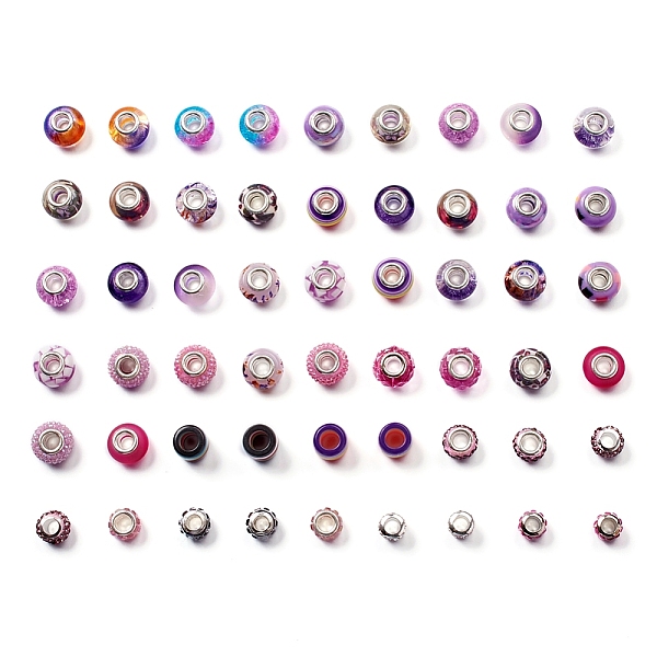 

PandaHall Acrylic & Resin & Polymer Clay Rhinestone European Beads, Large Hole Beads, with Silver Color Core, Rondelle, Mixed Color, Beads..., Multicolor