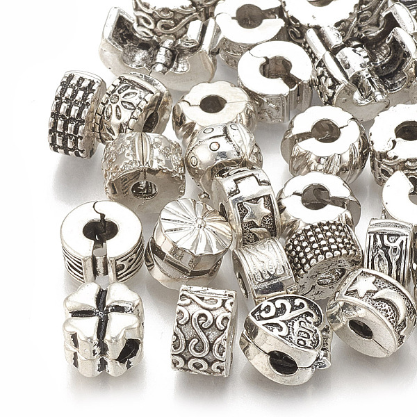 

PandaHall Alloy European Clasps, Large Hole Beads, Mixed Shapes, Antique Silver, 9~10x6~9mm, Hole: 3~3.5mm Alloy Mixed Shapes