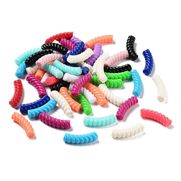 

PandaHall Opaque Acrylic Beads, Twist, Curved Tube, Mixed Color, 33x12x8.5mm, Hole: 1.6mm Acrylic Tube Multicolor