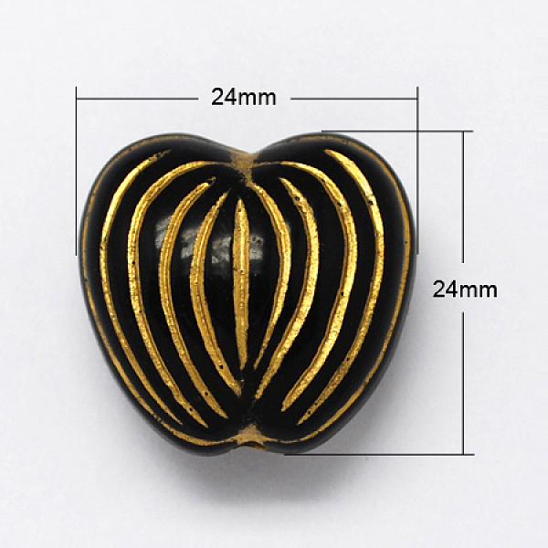 

PandaHall Plating Acrylic Beads, Metal Enlaced, Apple, Black, 24x24x15mm, Hole: 3mm, about 99pcs/500g Acrylic Fruit Black