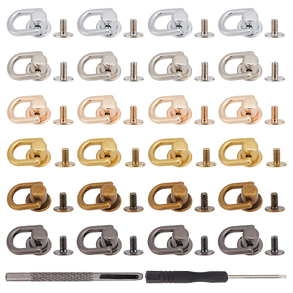 

PandaHall GORGECRAFT 24 Sets D Ring Stud Screw Ball Post 360 Degree Rotatable Head Buttons Rivets Purse Ball Studs with 1Pc Leather Punch...
