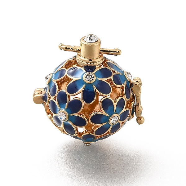 

PandaHall Alloy Crystal Rhinestone Bead Cage Pendants, Hollow Flower Charm, with Enamel, for Chime Ball Pendant Necklaces Making, Golden..., Clear