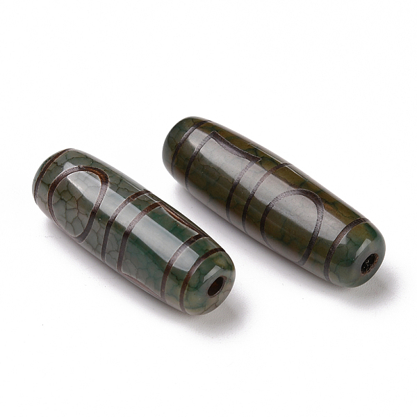 

PandaHall Tibetan Style dZi Beads, Natural Agate Beads, Dyed & Heated, Oval, Heaven & Earth Pattern, 28.5~32x10~12.5mm, Hole: 1.5~3mm...