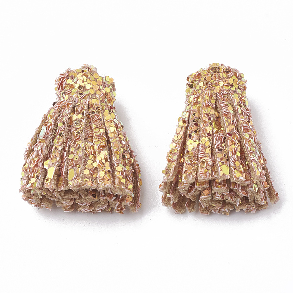 

PandaHall Tassels Pendant Decorations, with Paillette Power, Goldenrod, 28~31x11~12.5mm Plastic Gold