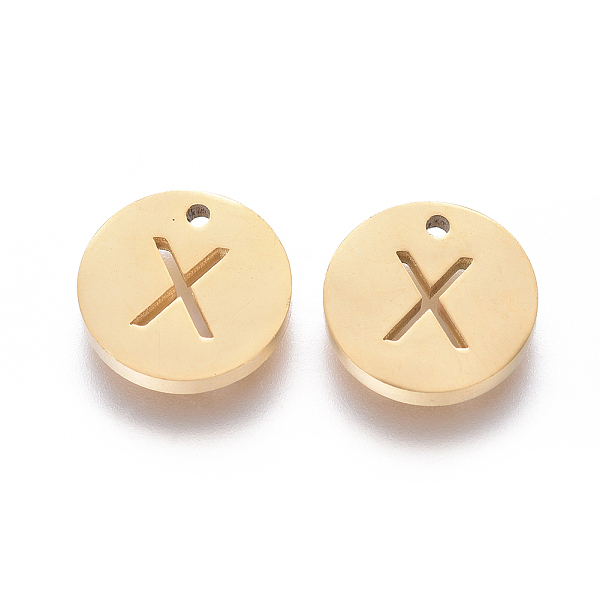 

PandaHall Ion Plating(IP) 304 Stainless Steel Charms, Flat Round with Letter, Golden, Letter.X, 10x1.5mm, Hole: 1mm 304 Stainless Steel...