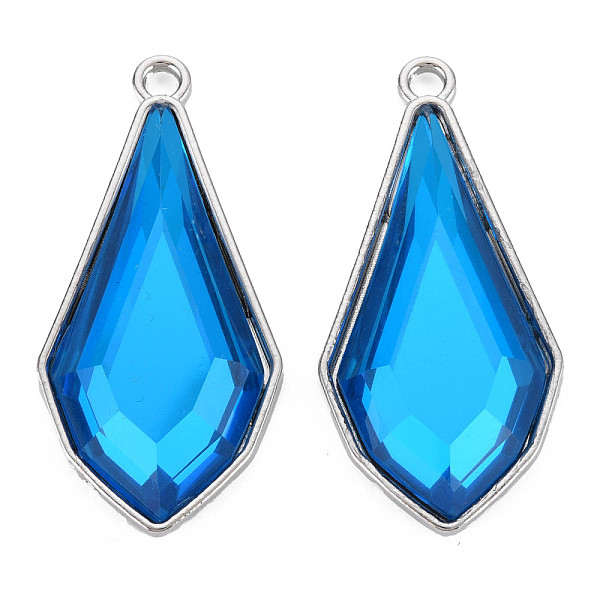 

PandaHall Faceted Glass Pendants, with Alloy Open Back Settings, Teardrop, Cadmium Free & Lead Free, Light Gold, Deep Sky Blue...