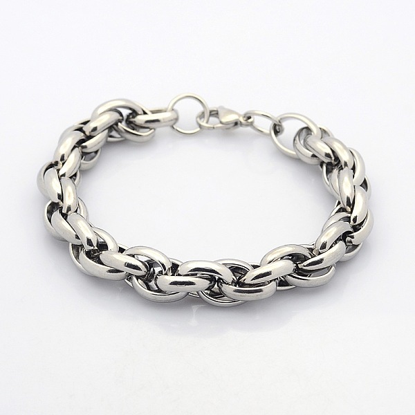 

PandaHall Casual Style 304 Stainless Steel Double Link Chain Bracelets, with Lobster Claw Clasps, Stainless Steel Color, 8-5/8 inch(22cm)...