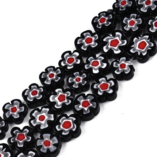 

PandaHall Handmade Millefiori Glass Bead Strands, Plum Bossom, Black, 9.5~12x9.5~12.5x4~4.5mm, Hole: 1.5mm, about 39pcs/strand, 15.94...